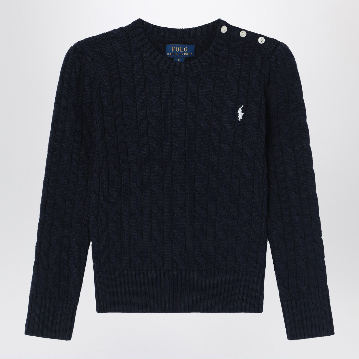 Navy blue cotton cable-knit jumper
