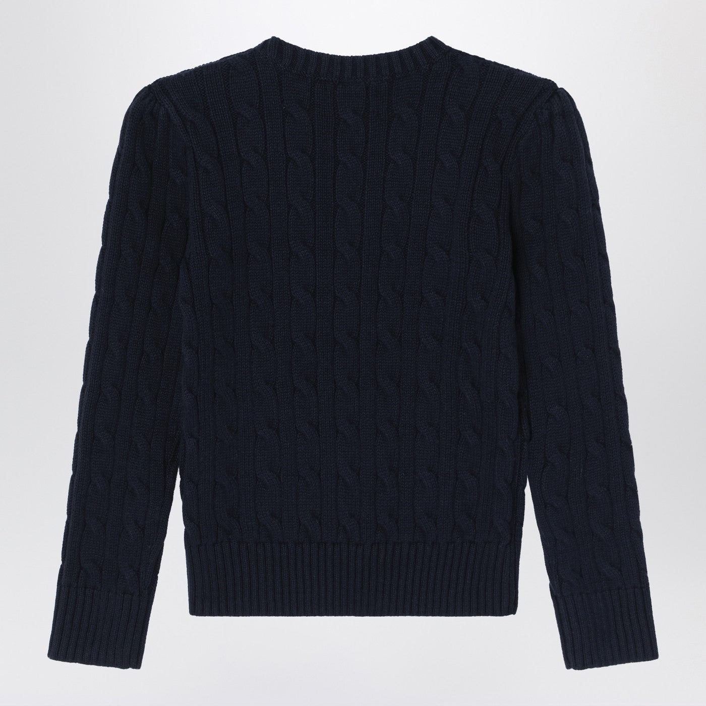 Navy blue cotton cable-knit jumper