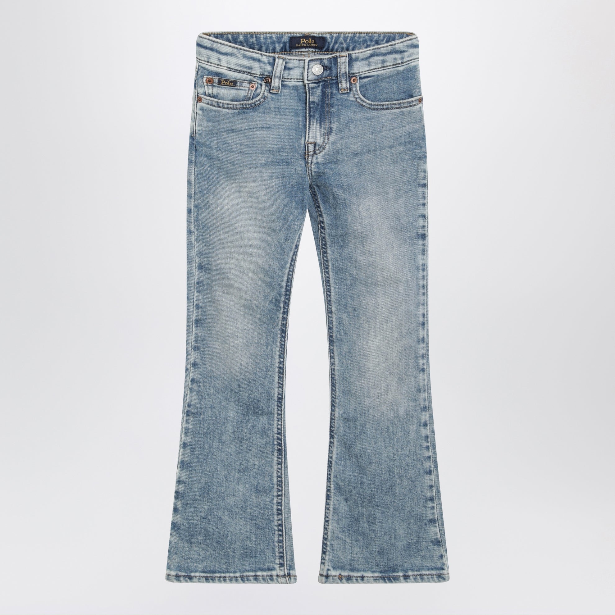 Blue washed-effect jeans