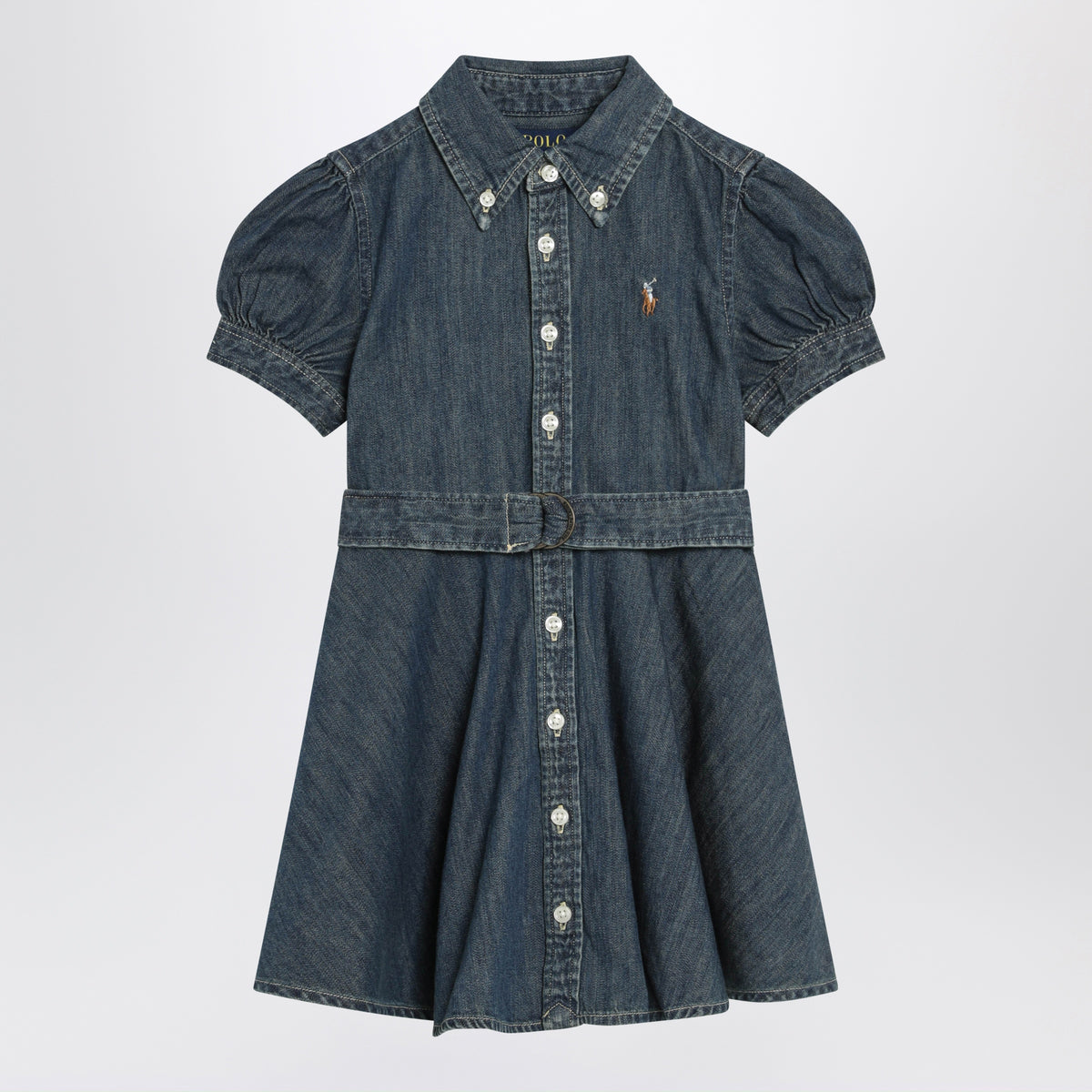 polo ralph lauren indigo denim short sleeve day dress Polo Ralph Lauren Dark blue denim dress