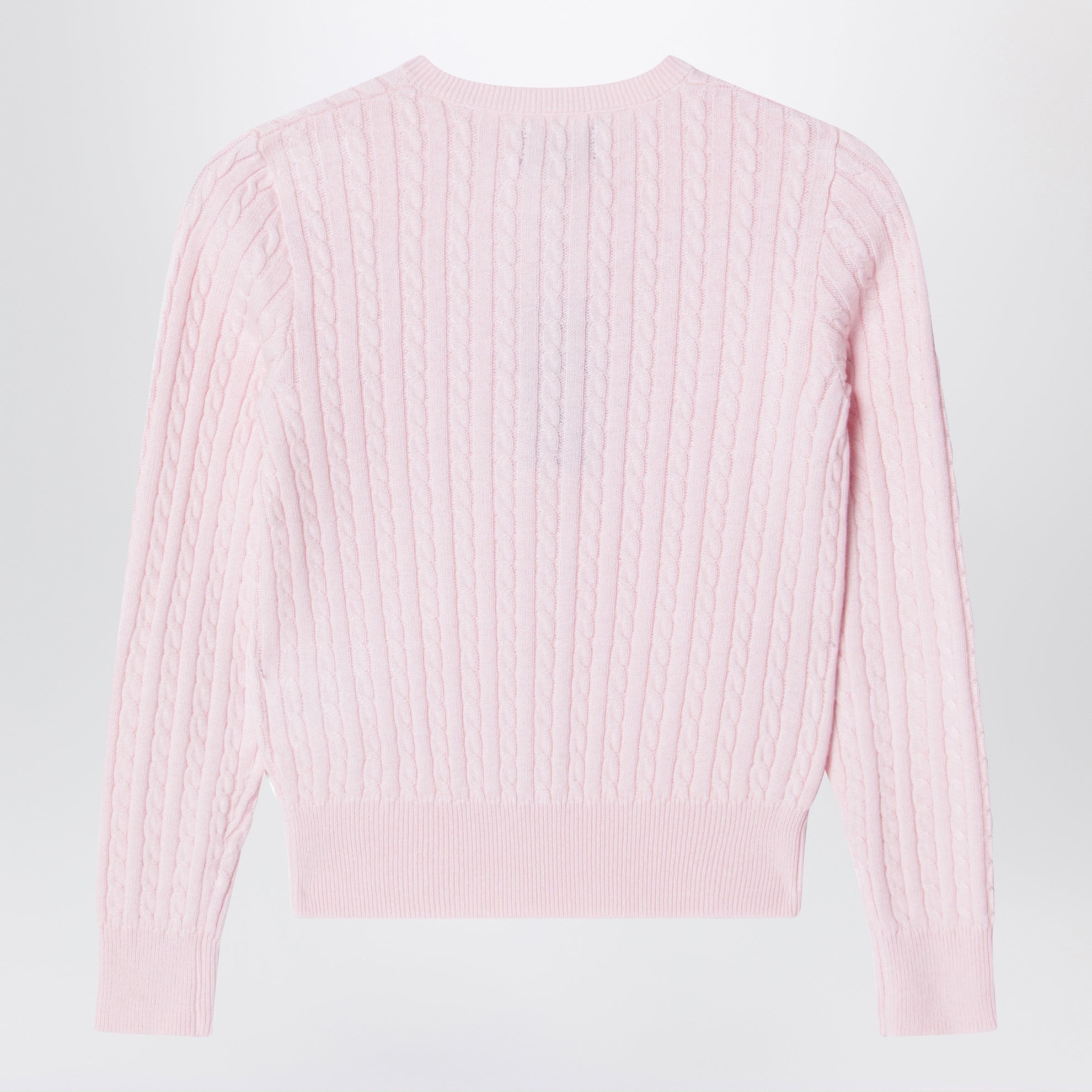 Rosa Baumwoll-Cardigan mit feinem Zopfmuster