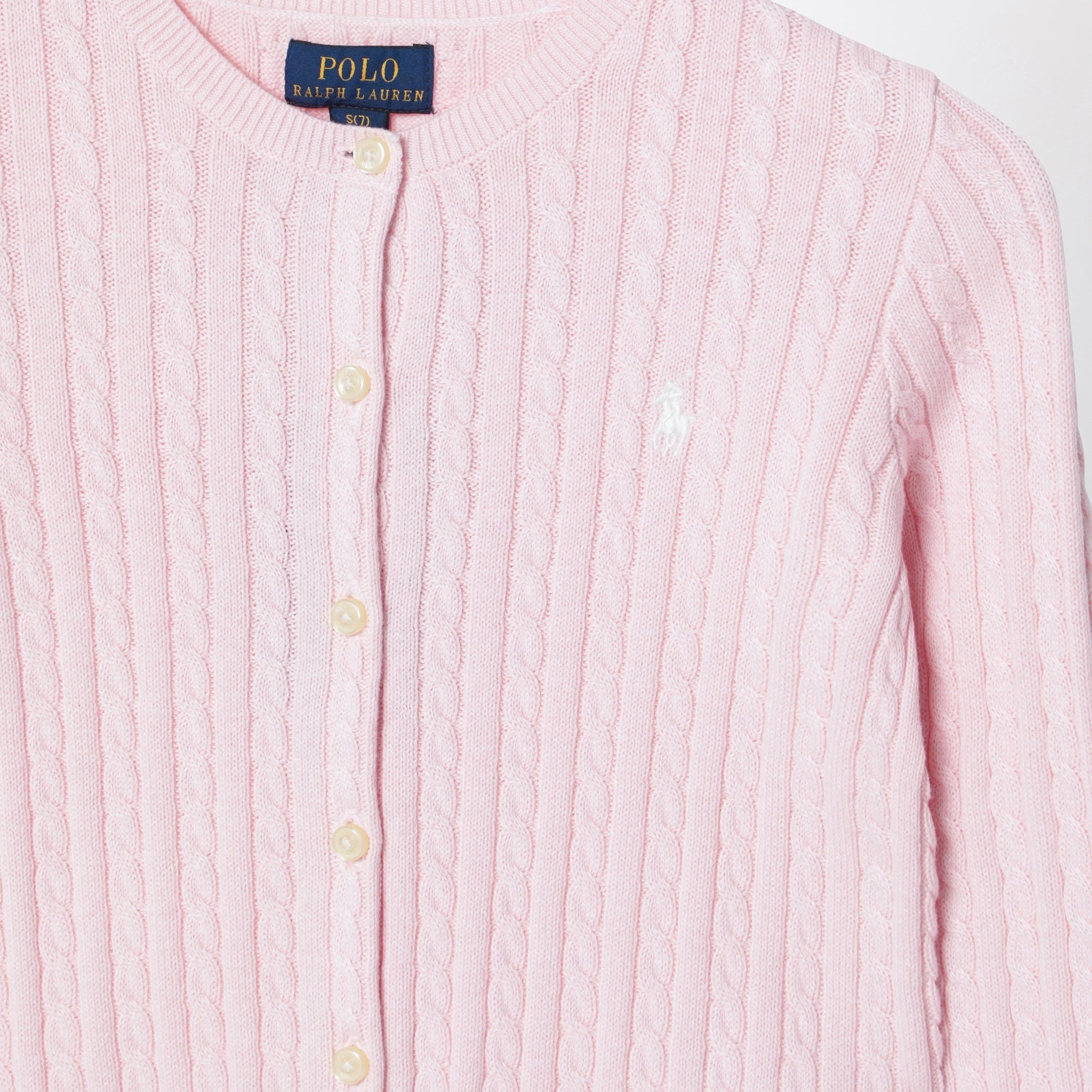 Rosa Baumwoll-Cardigan mit feinem Zopfmuster