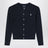 Navy blue fine cable-knit cotton cardigan