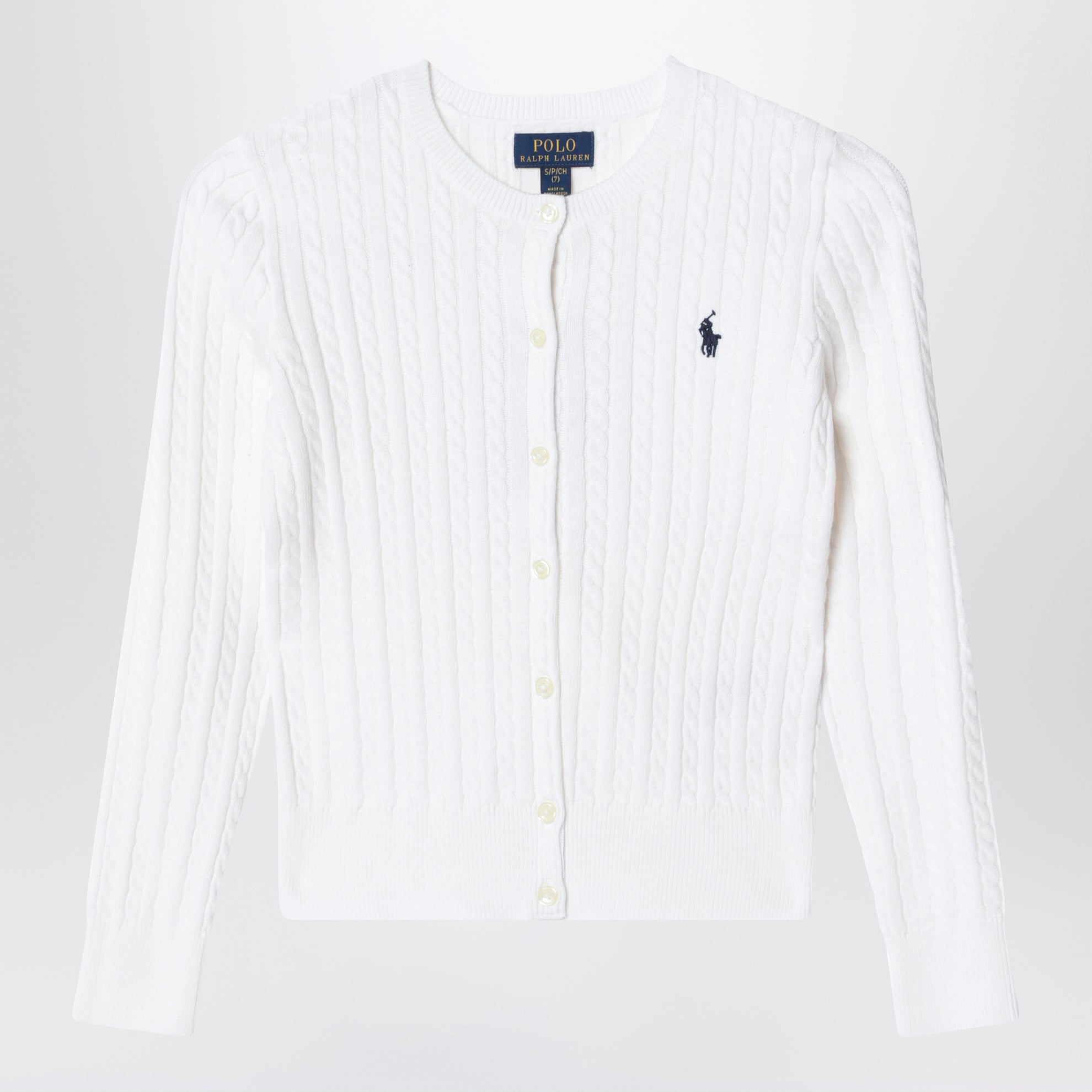 Cardigan in cotone a trecce sottili bianco