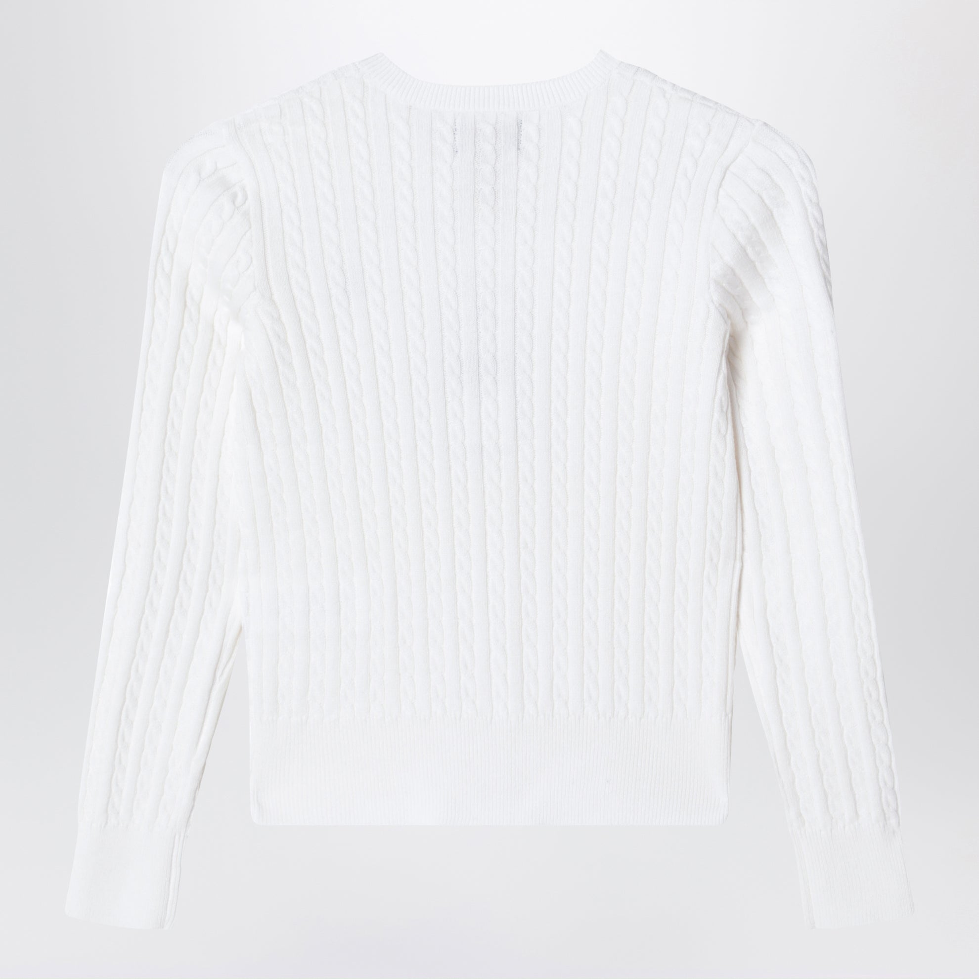 Cardigan in cotone a trecce sottili bianco