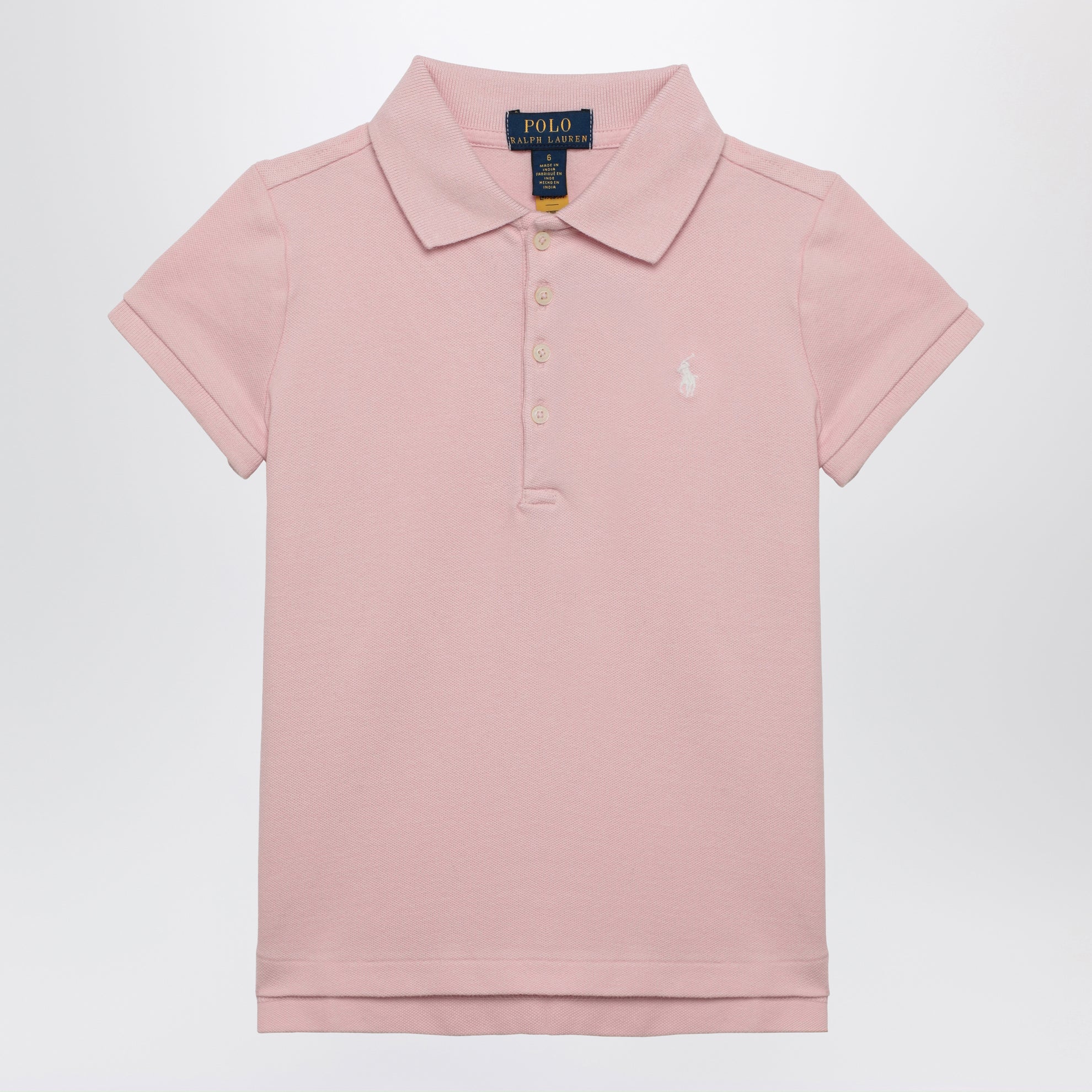 Polo rosa in cotone con logo