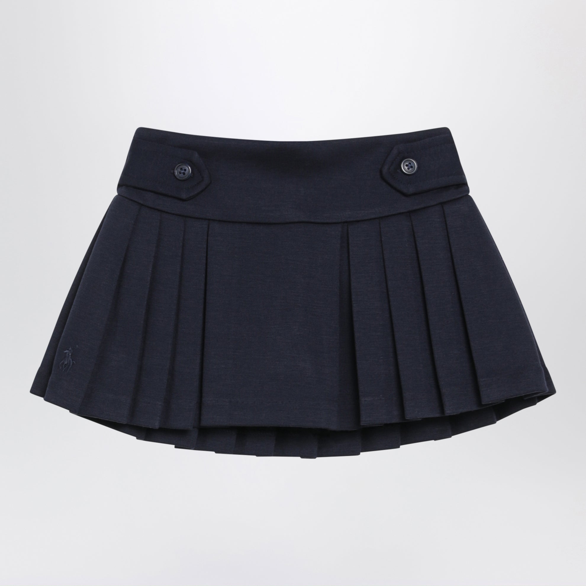 Navy pleated skirt with buttons
