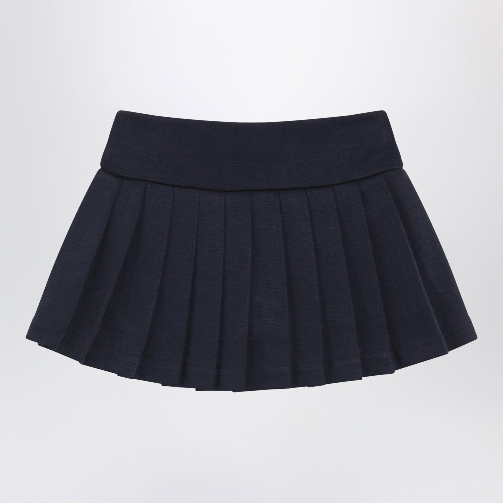 Navy pleated skirt with buttons