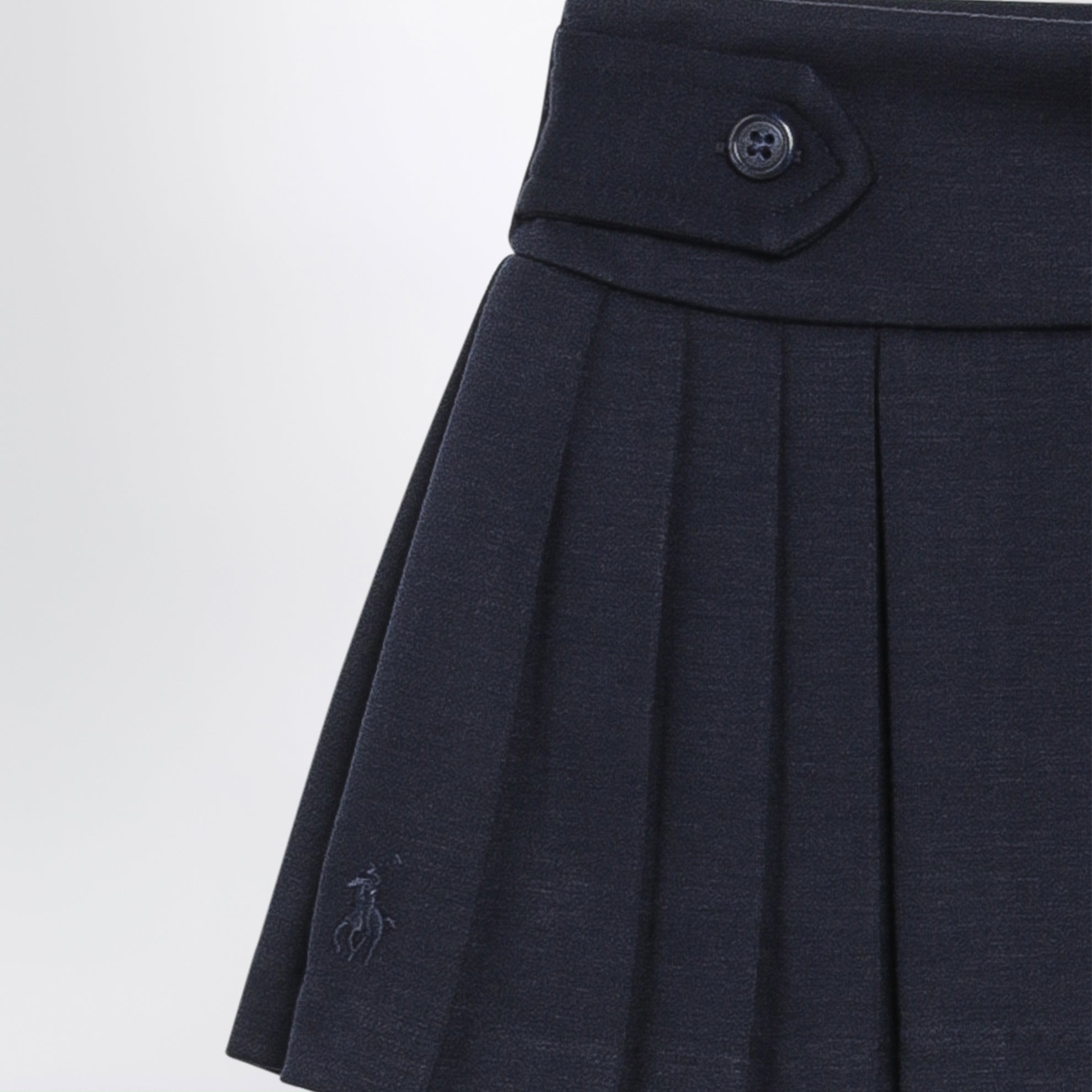 Navy pleated skirt with buttons