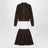 Ensemble composé d'un cardigan polo et d'une jupe en coton marron