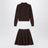 Ensemble composé d'un cardigan polo et d'une jupe en coton marron