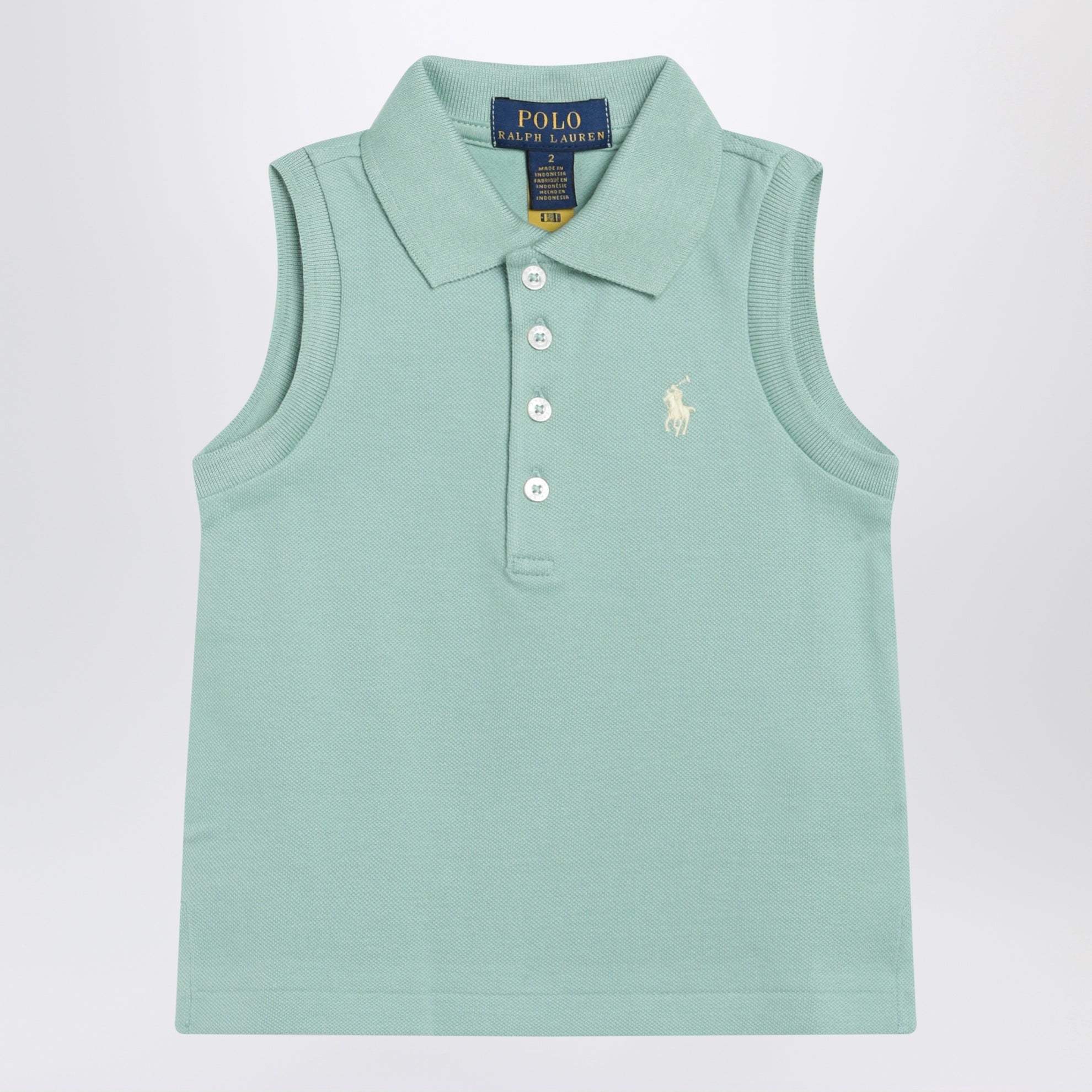 Aquamarine sleeveless cotton polo