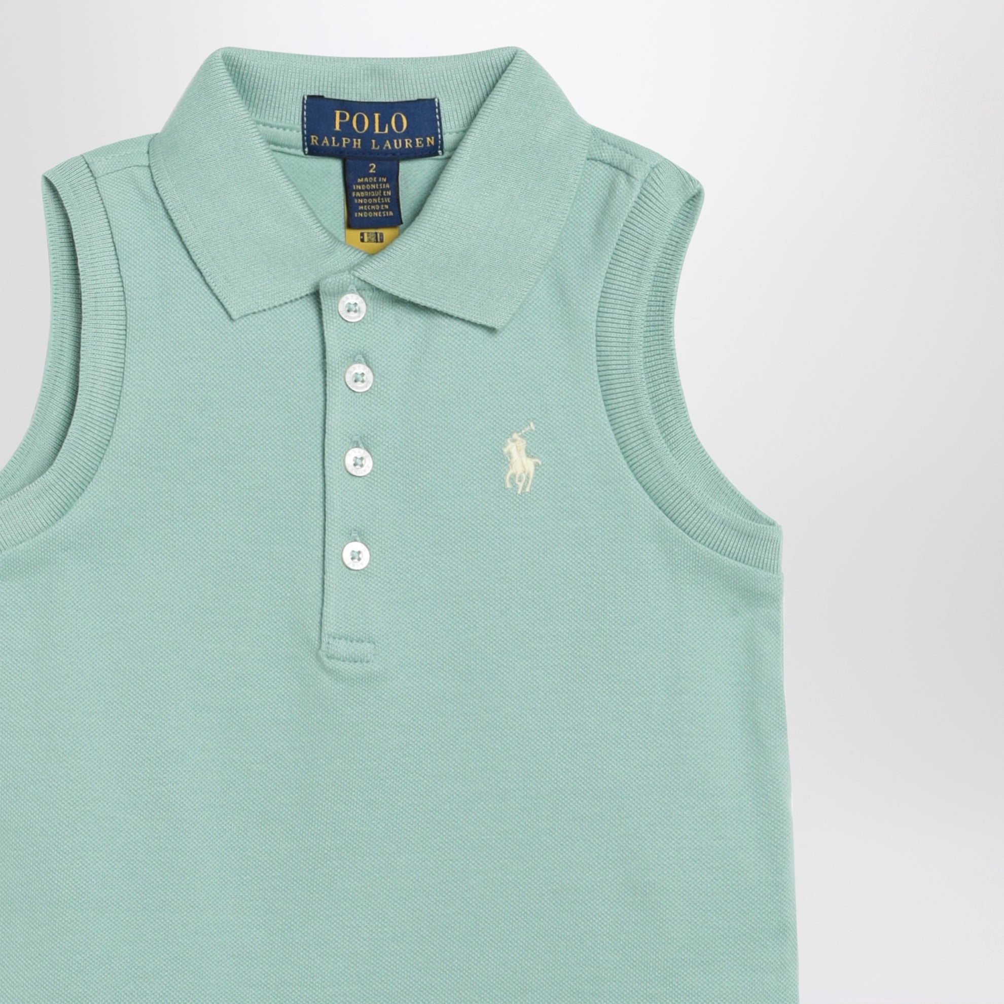 Aquamarine sleeveless cotton polo