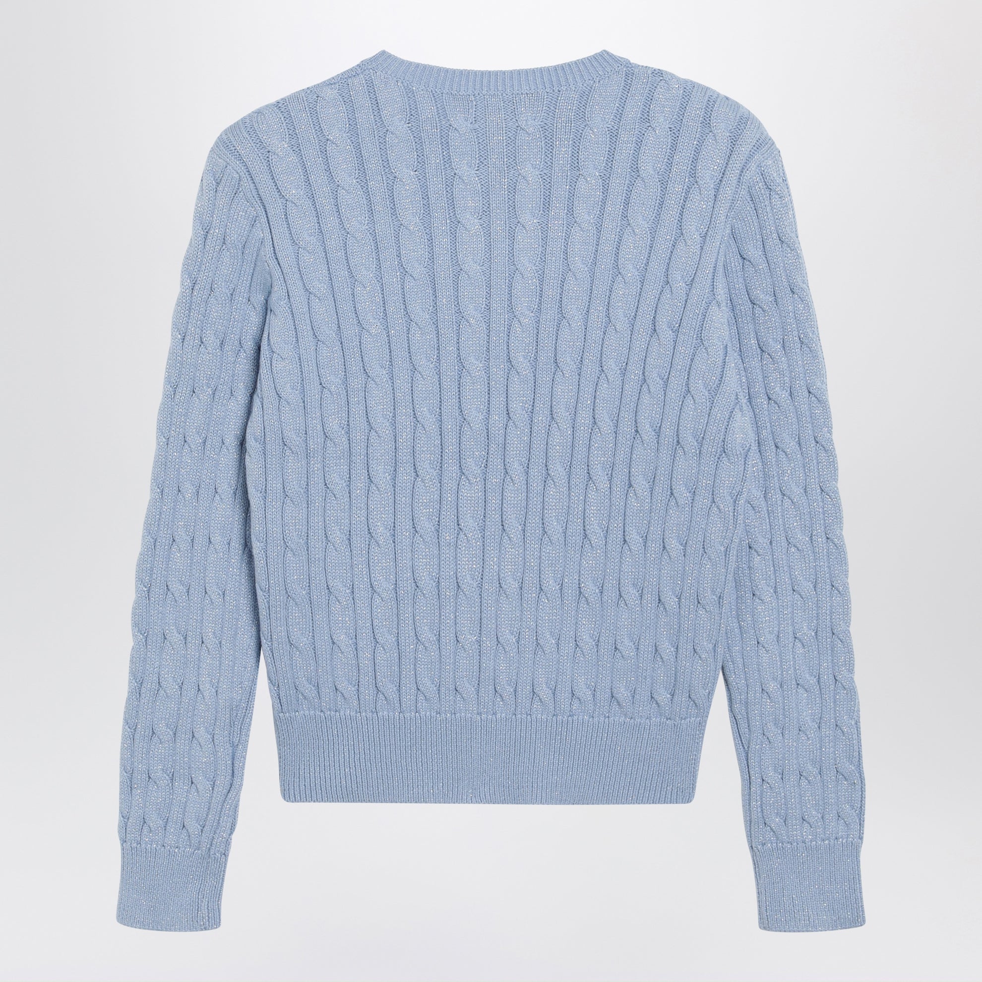 Cardigan azzurro a trecce in cotone