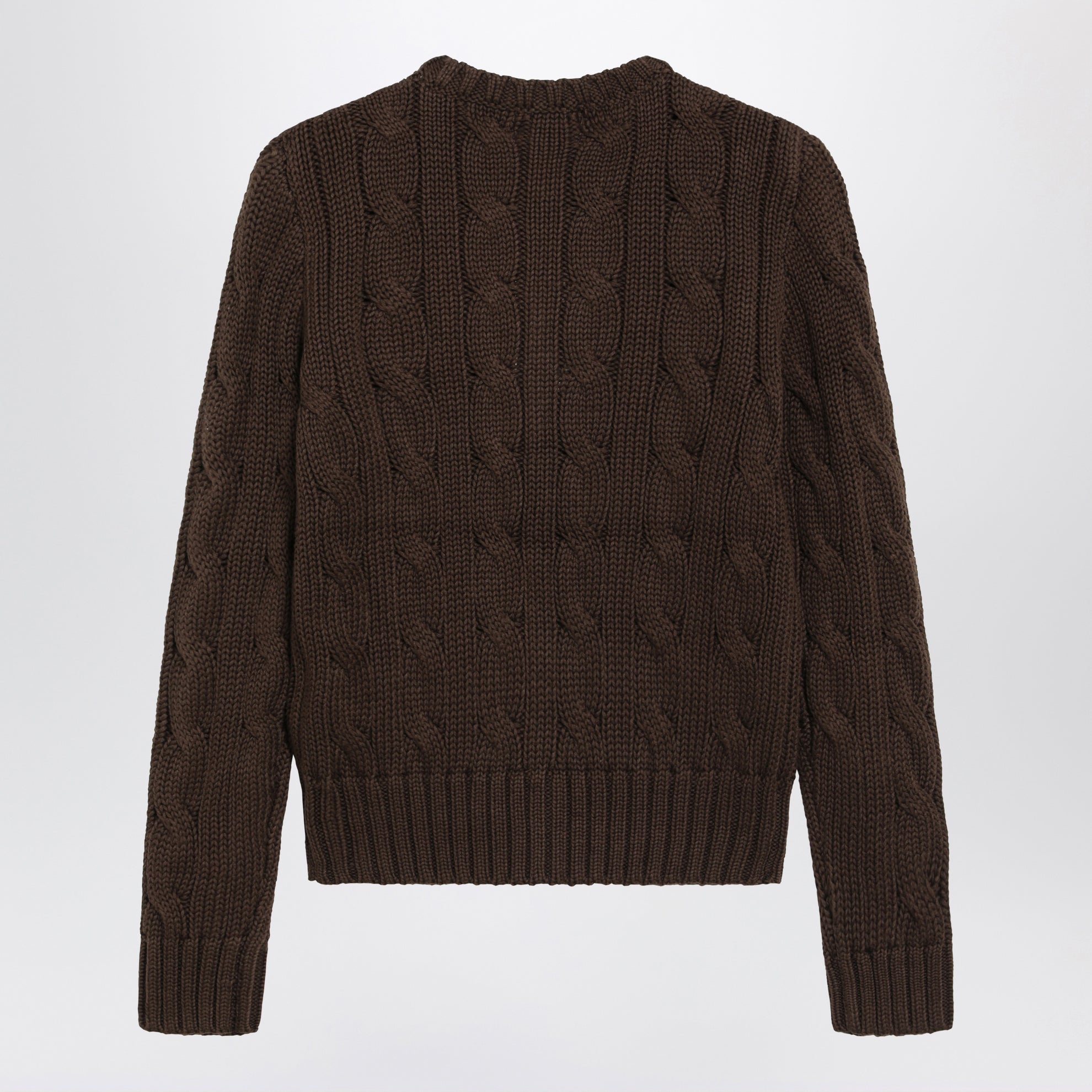 Cardigan a trecce marrone in cotone