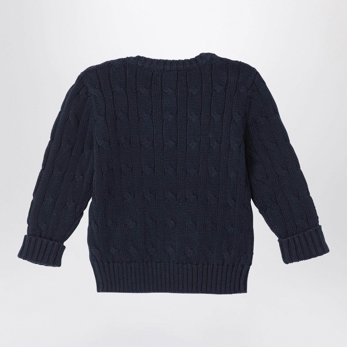 Navy blue cotton cable-knit sweater