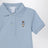 Light blue cotton polo shirt with logo embroidery