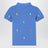 Light blue polo shirt with colourful logo embroidery