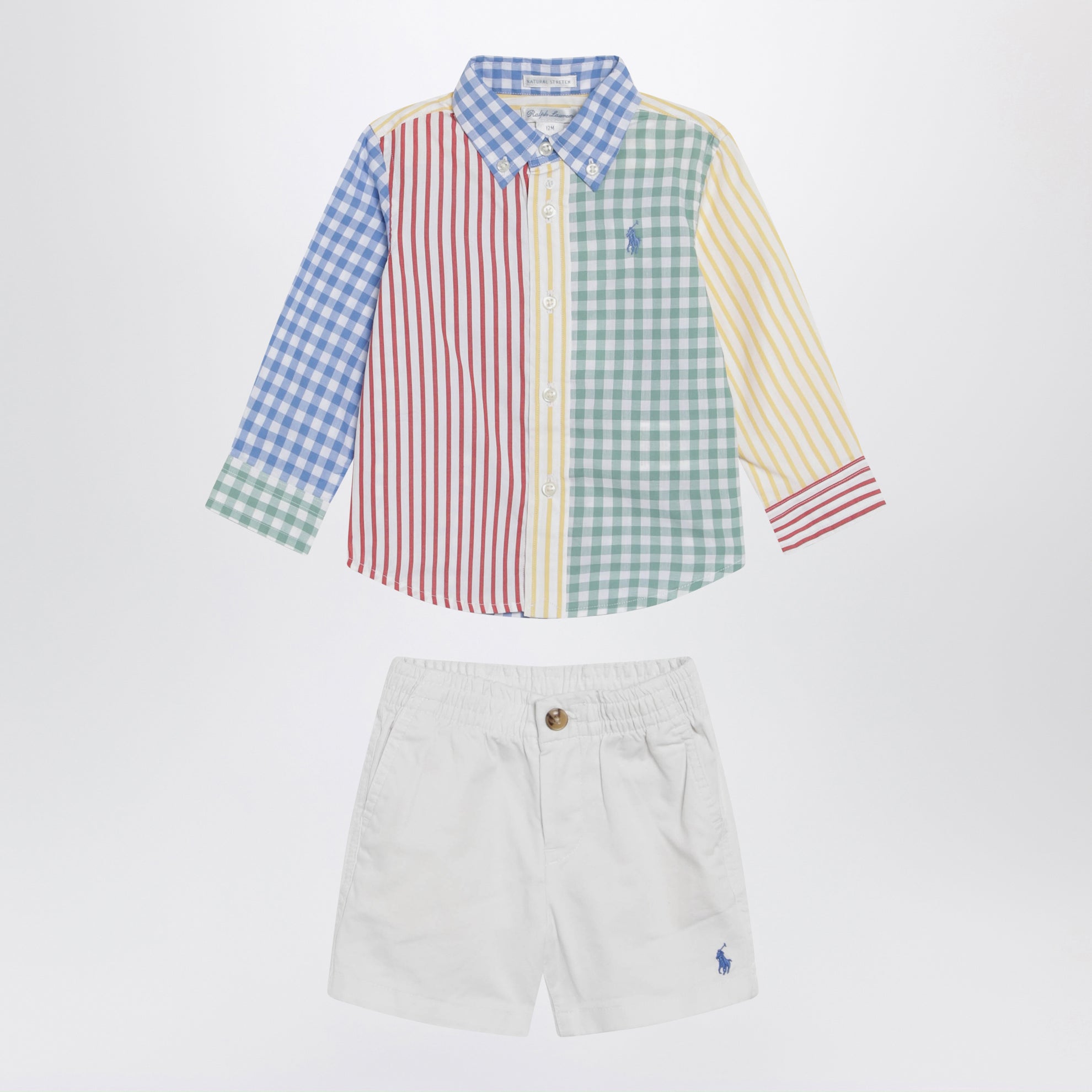 Color-block cotton two-piece set