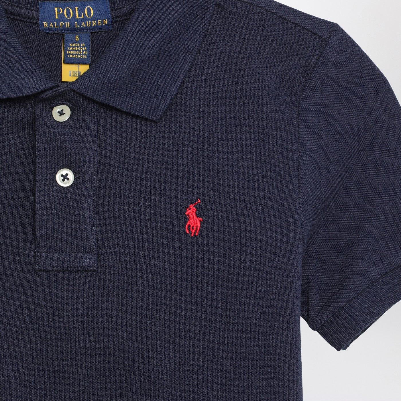Polo blu navy in cotone con logo