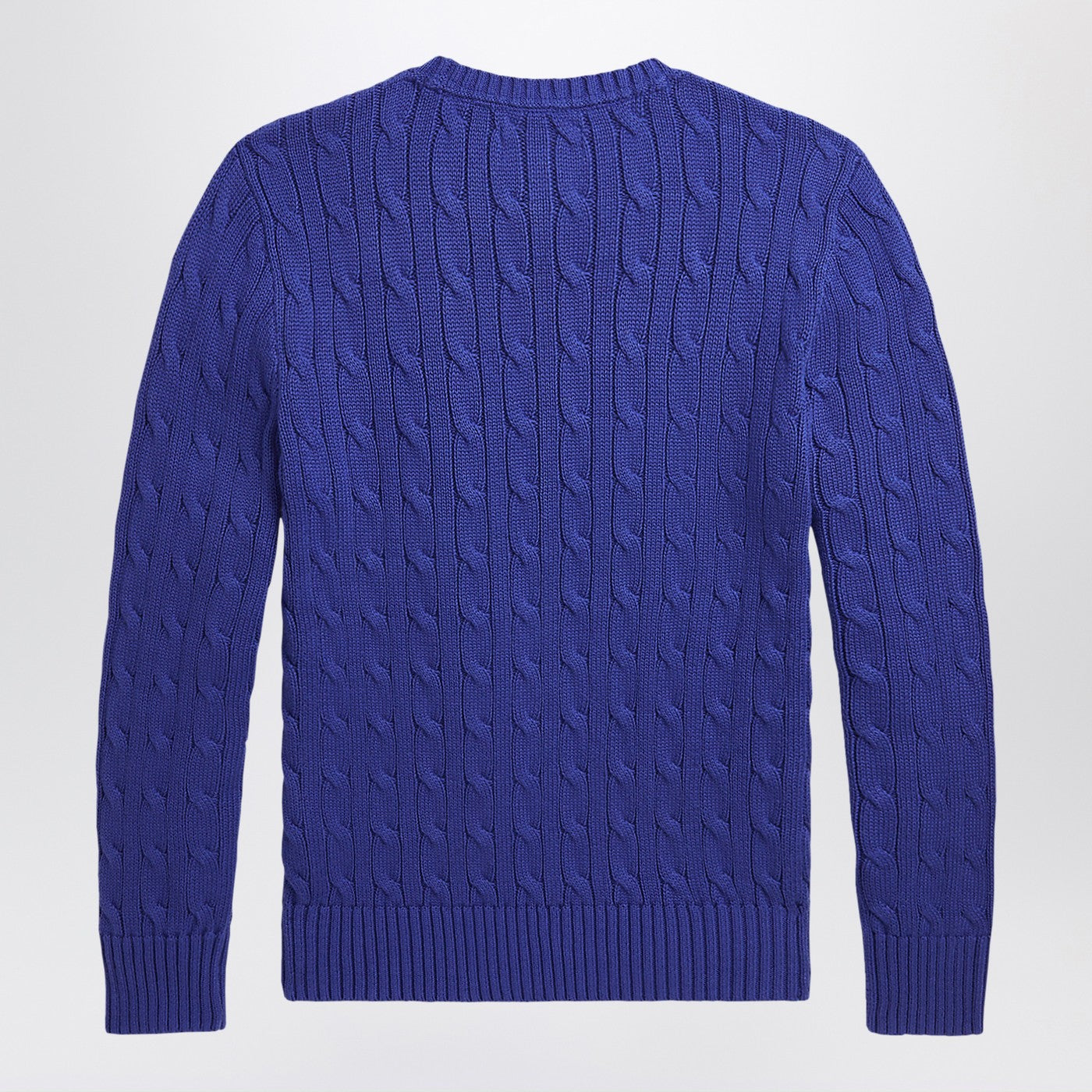 Helles blaues Rundhals-Pullover mit Zöpfen