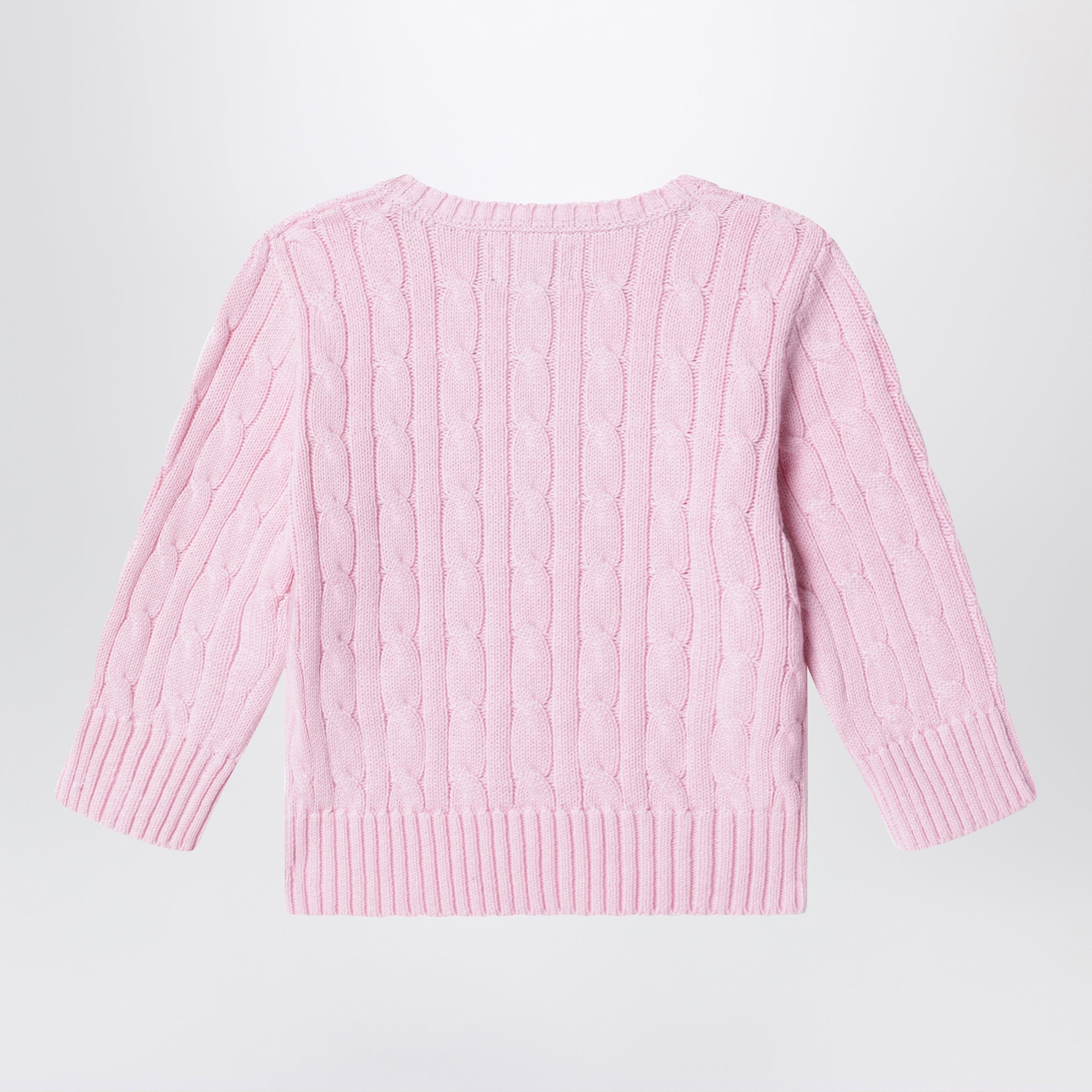 Pink cable-knit cotton sweater