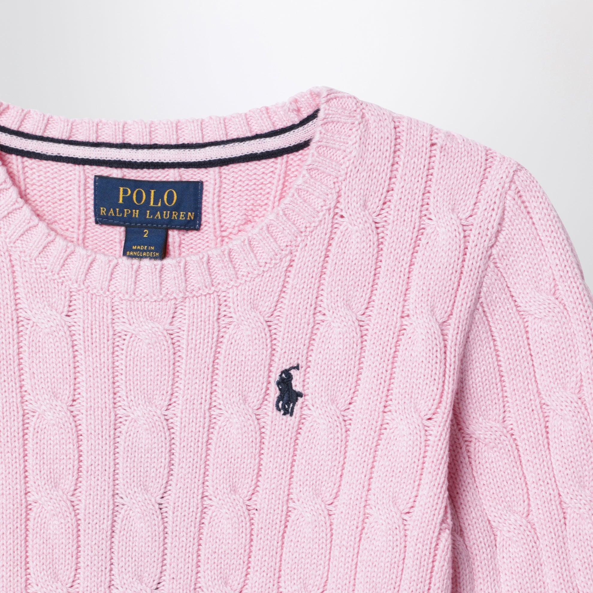 Pink cable-knit cotton sweater