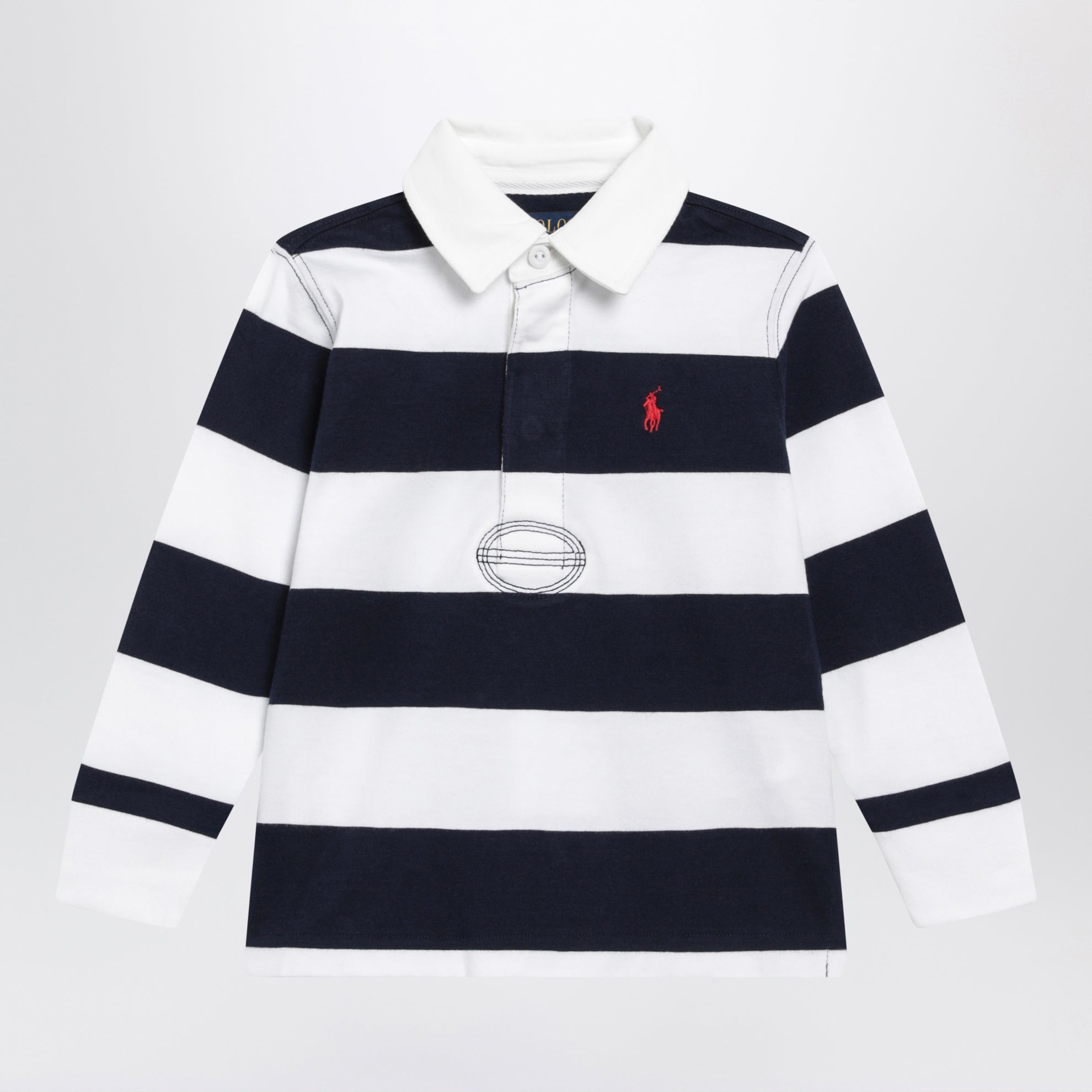 Polo a righe blu navy/bianca in cotone
