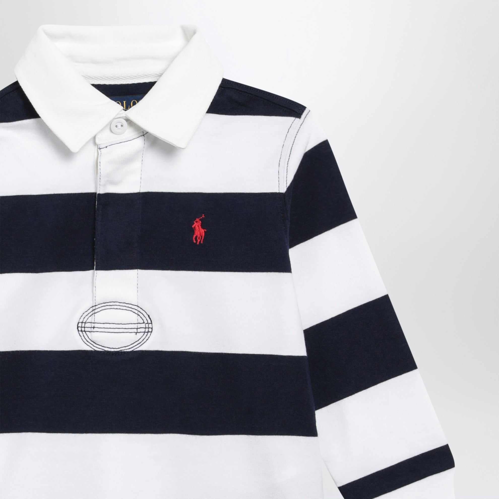 Polo a righe blu navy/bianca in cotone