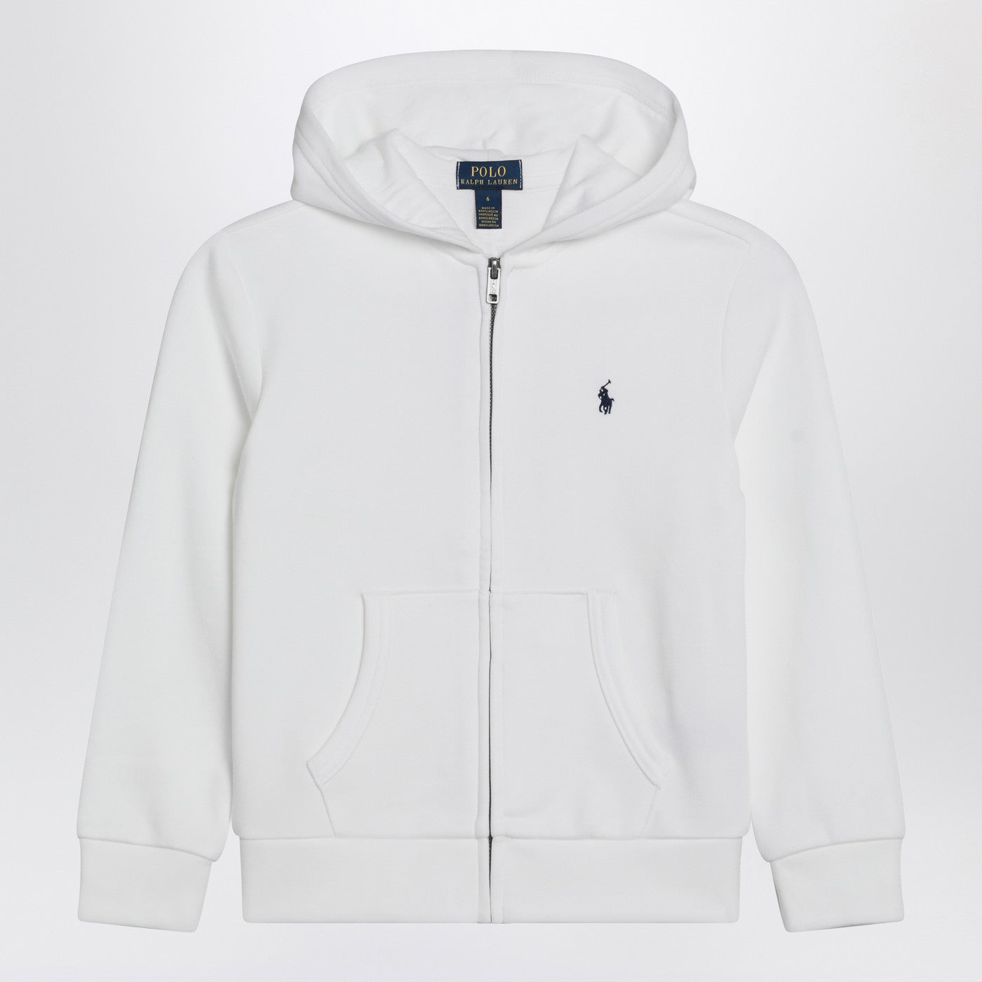 Felpa con zip bianca in misto cotone