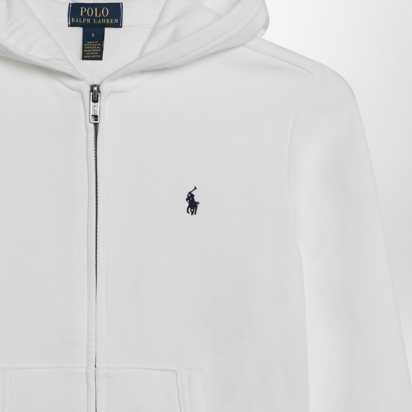 Felpa con zip bianca in misto cotone