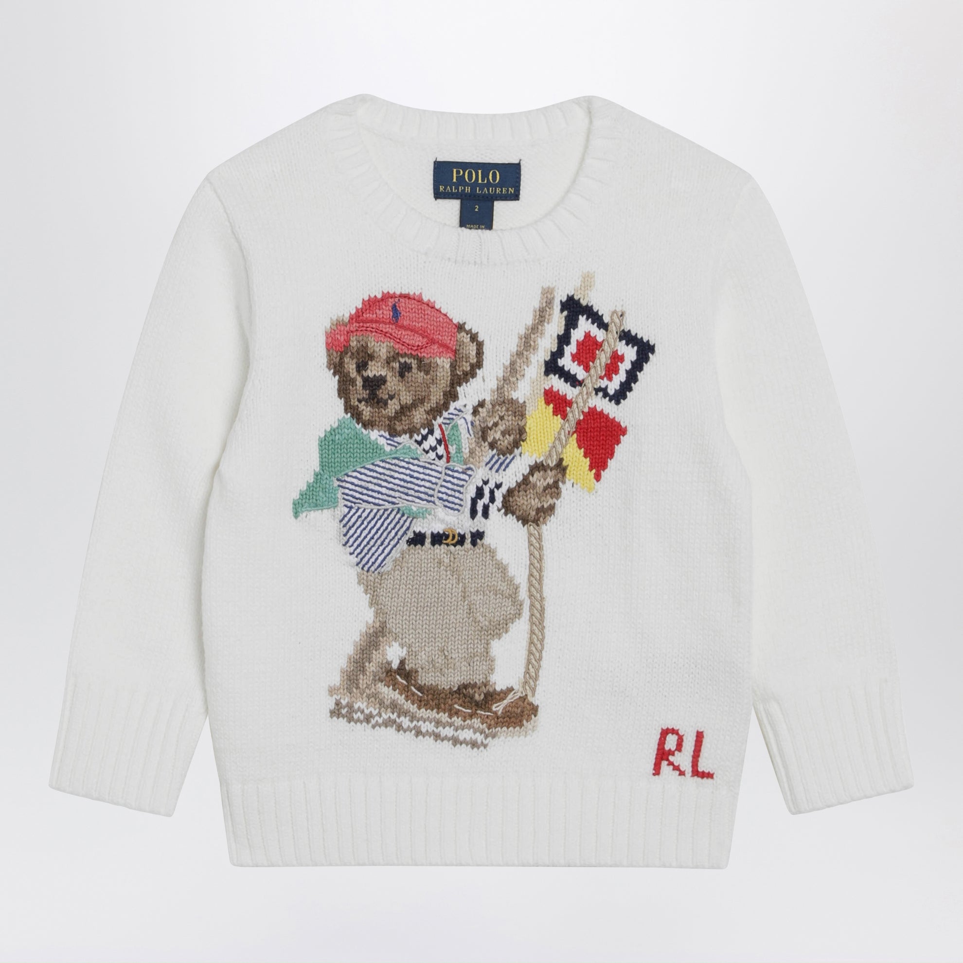 Weißer Baumwollpullover mit Polo Bear