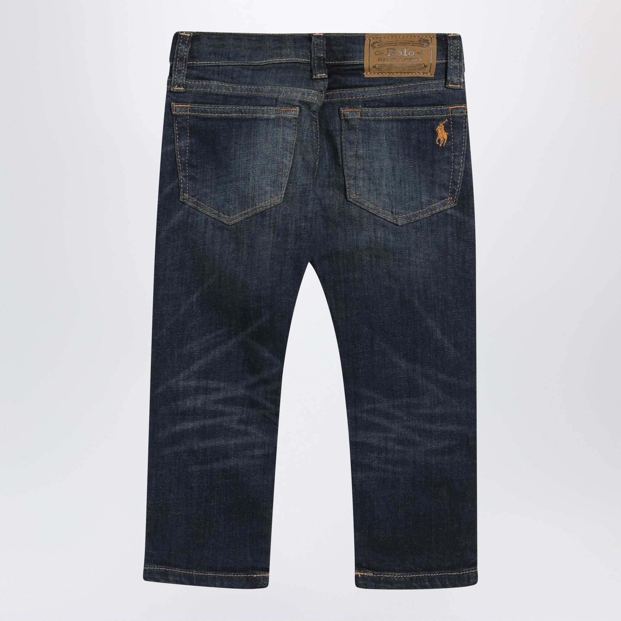 Dark blue washed-effect jeans