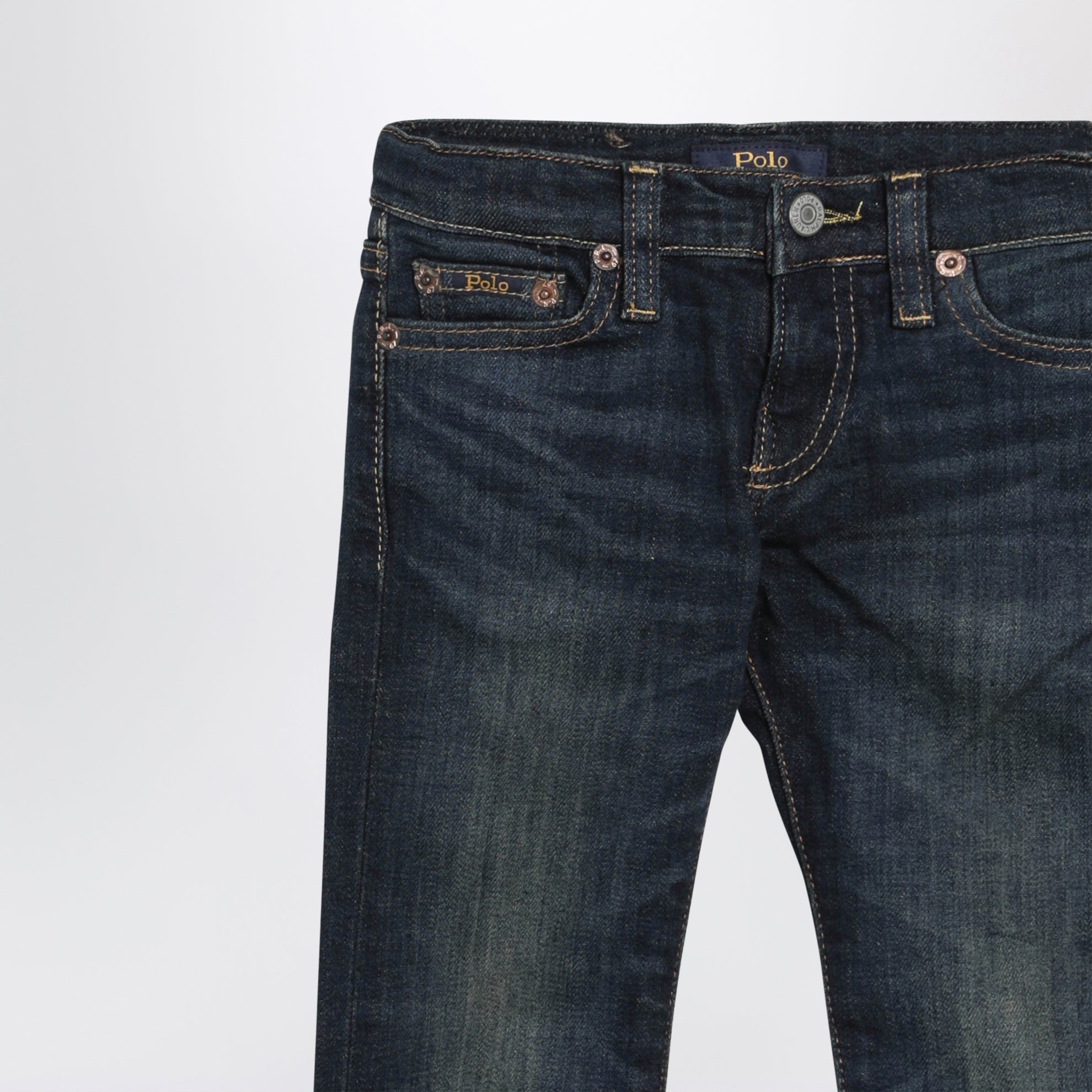 Dark blue washed-effect jeans