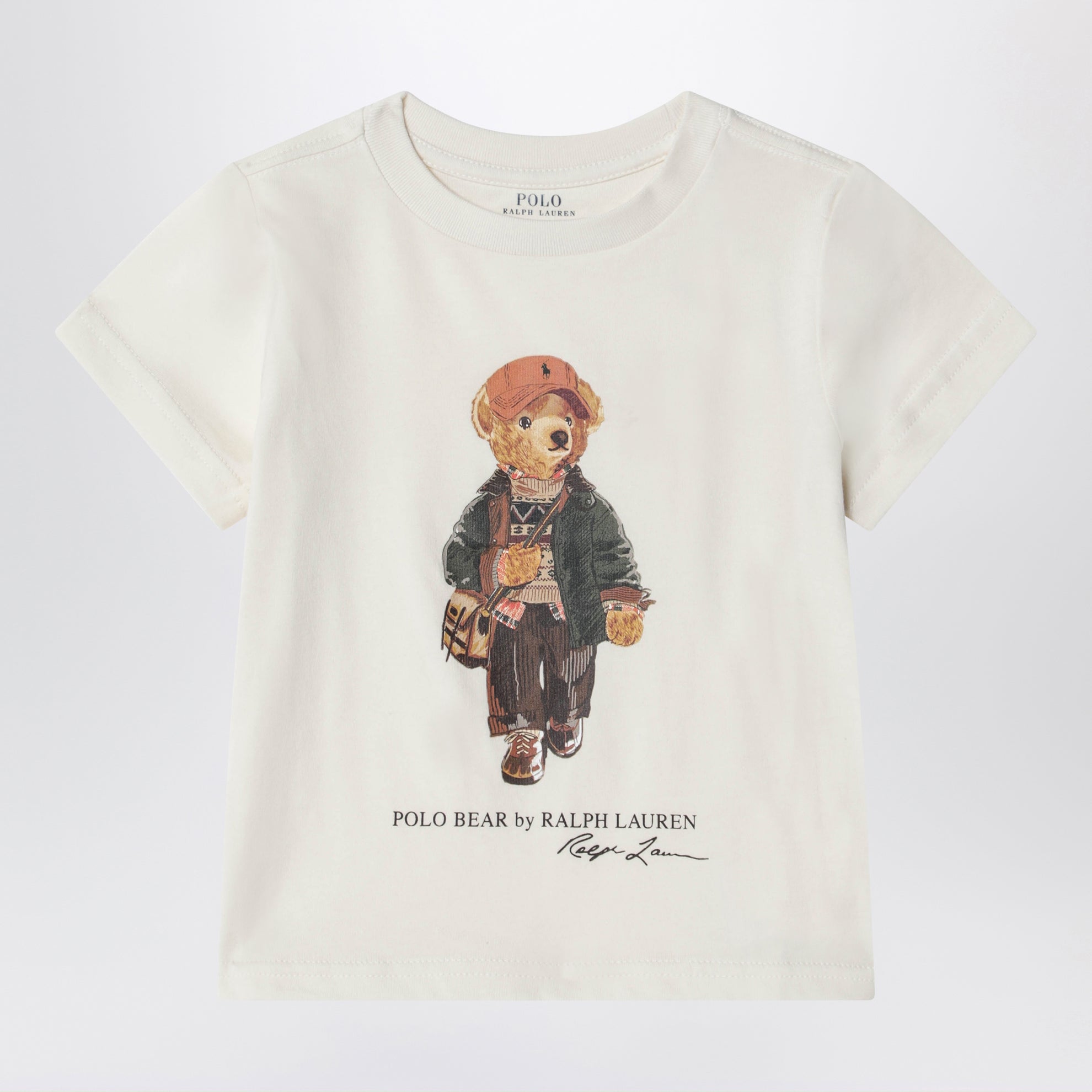 T-shirt en coton Polo Bear couleur crème