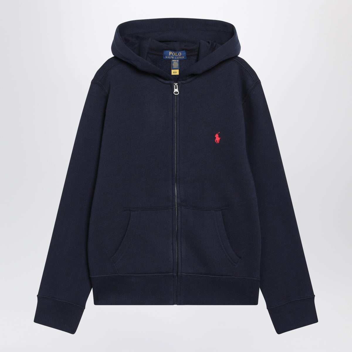Felpa con cappuccio e zip blu navy