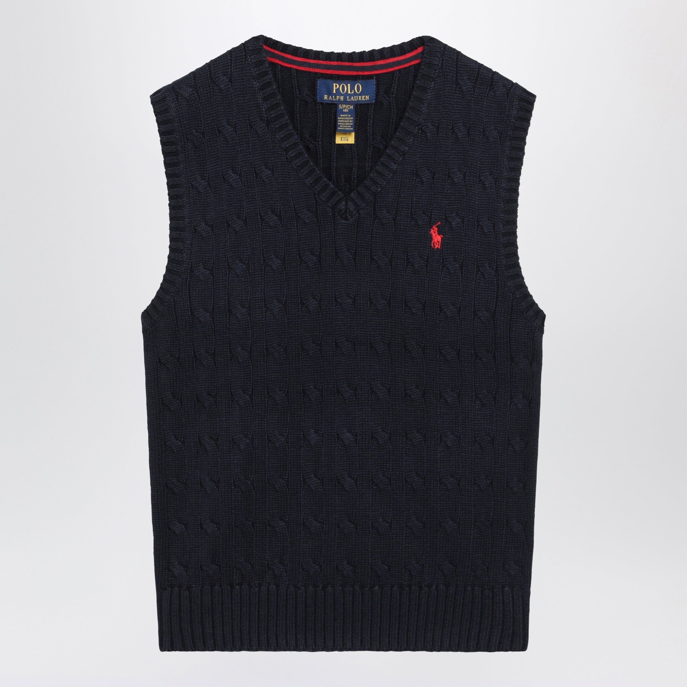 Polo Ralph Lauren Vネックベスト Polo Ralph Lauren Cable-knit V-neck cotton sweater vest in navy