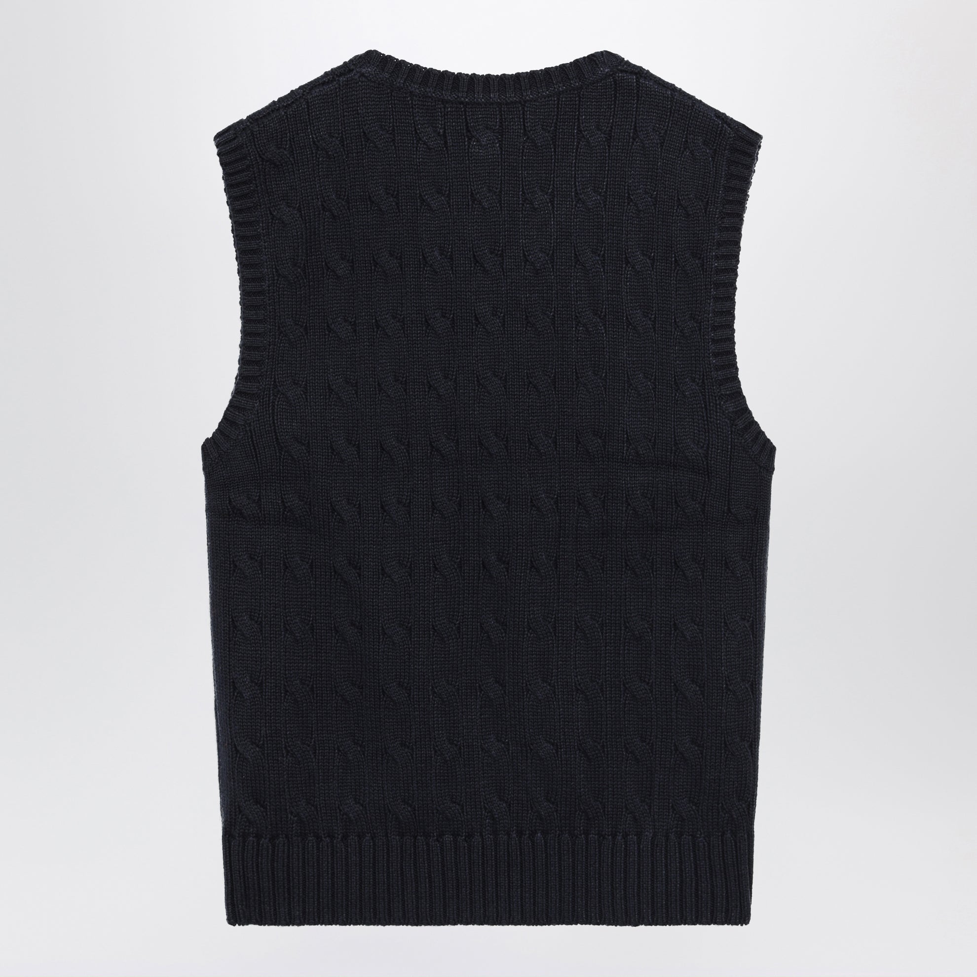 Gilet a trecce in cotone blu navy