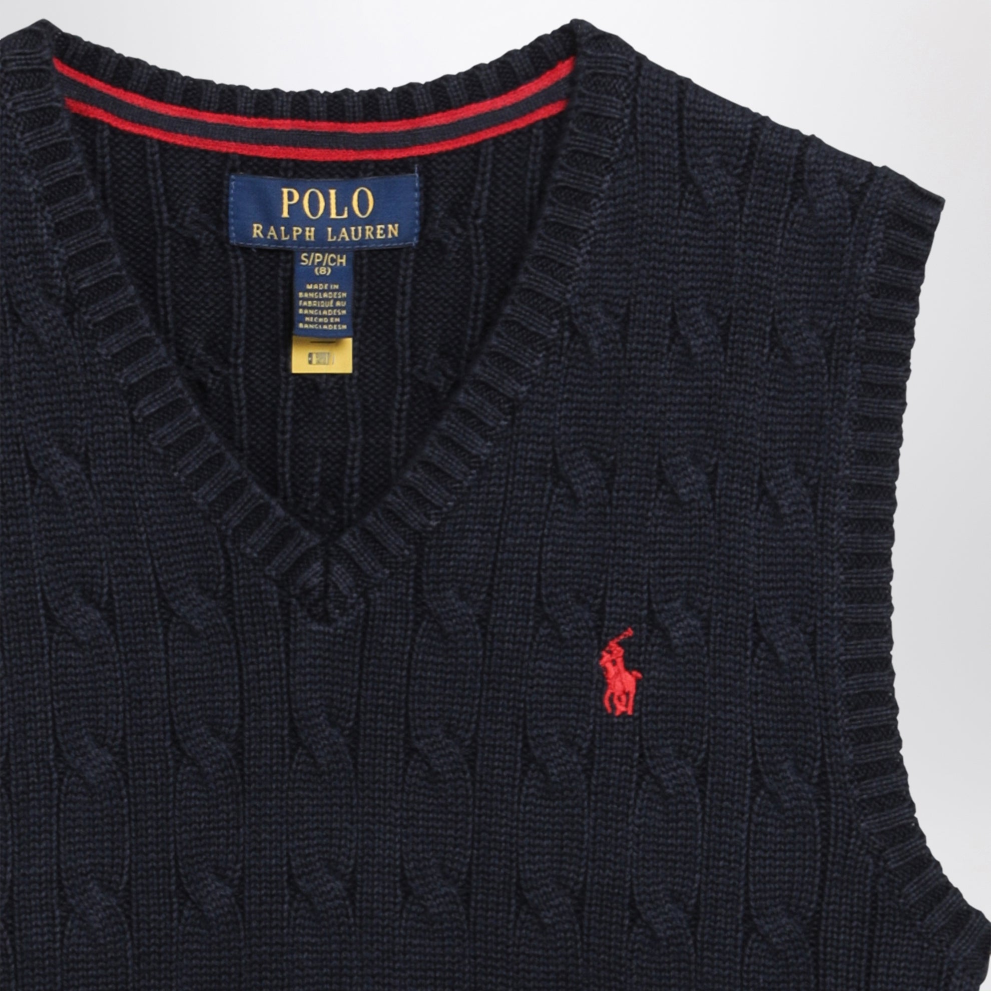 Gilet a trecce in cotone blu navy