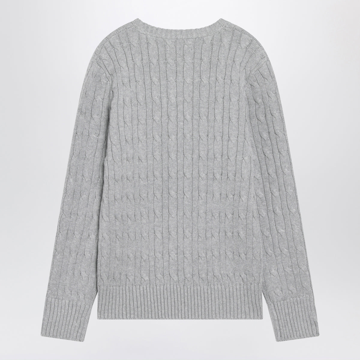 Maglia girocollo grigia a trecce