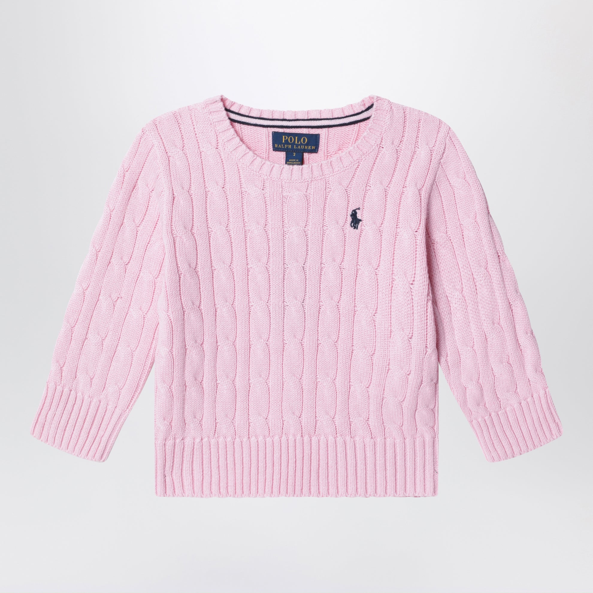 Pull rose en coton à maille torsadée
