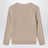 Cable-knit cotton crewneck sweater in tan heather