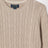 Cable-knit cotton crewneck sweater in tan heather