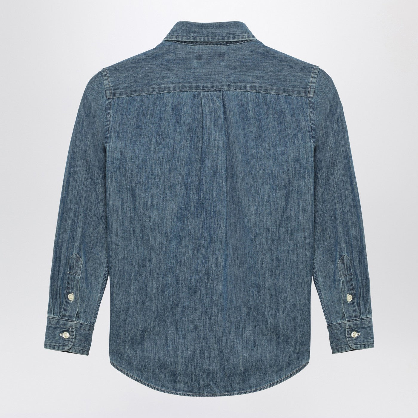 Chemise boutonnée bleue en denim