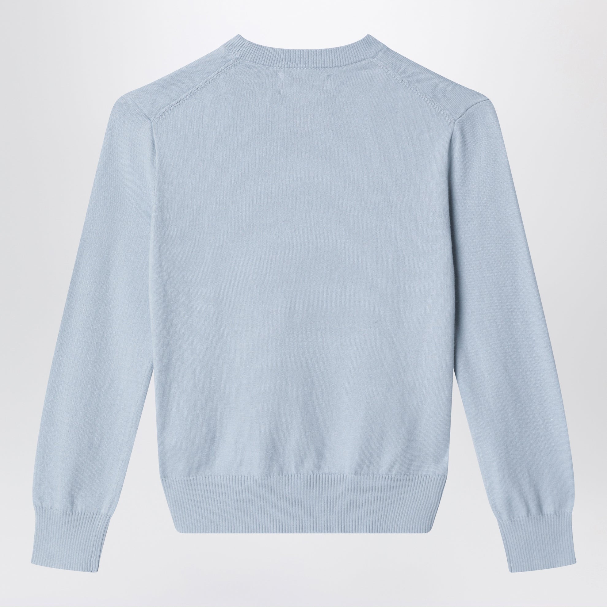 Hellblauer Baumwollpullover mit Rundhalsausschnitt