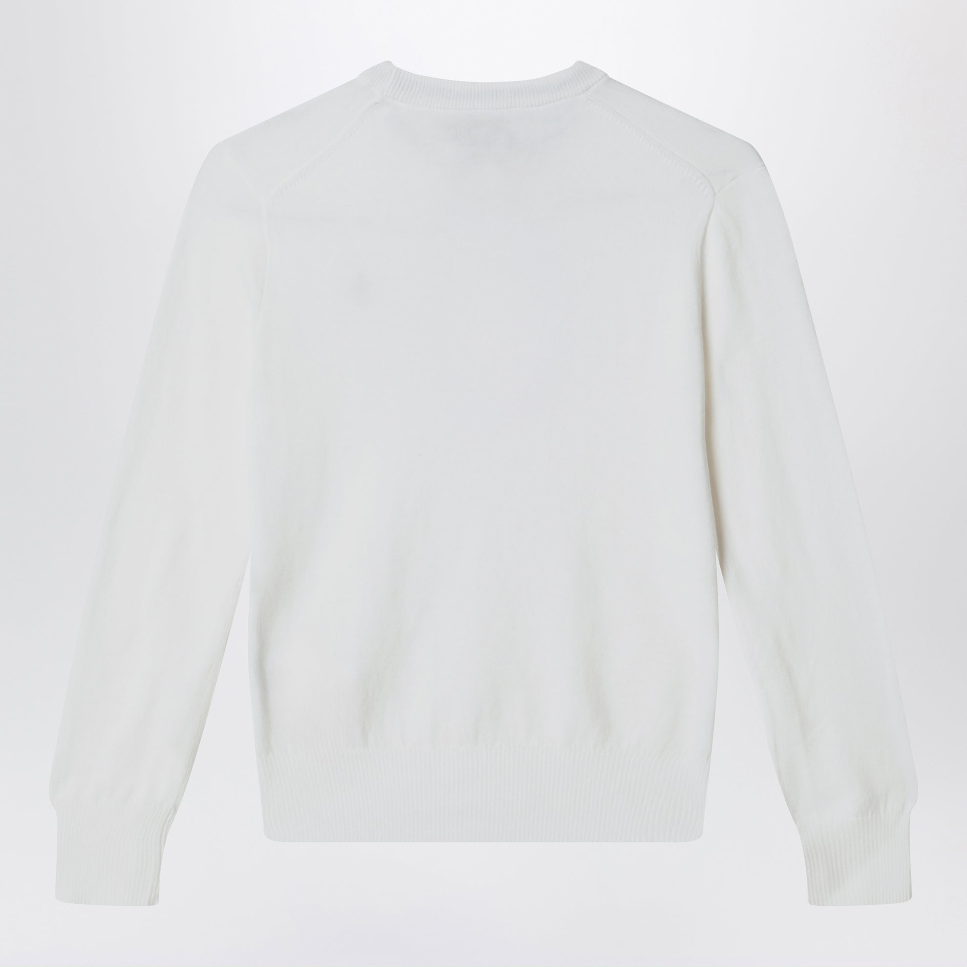 Weißer Baumwollpullover mit Rundhalsausschnitt