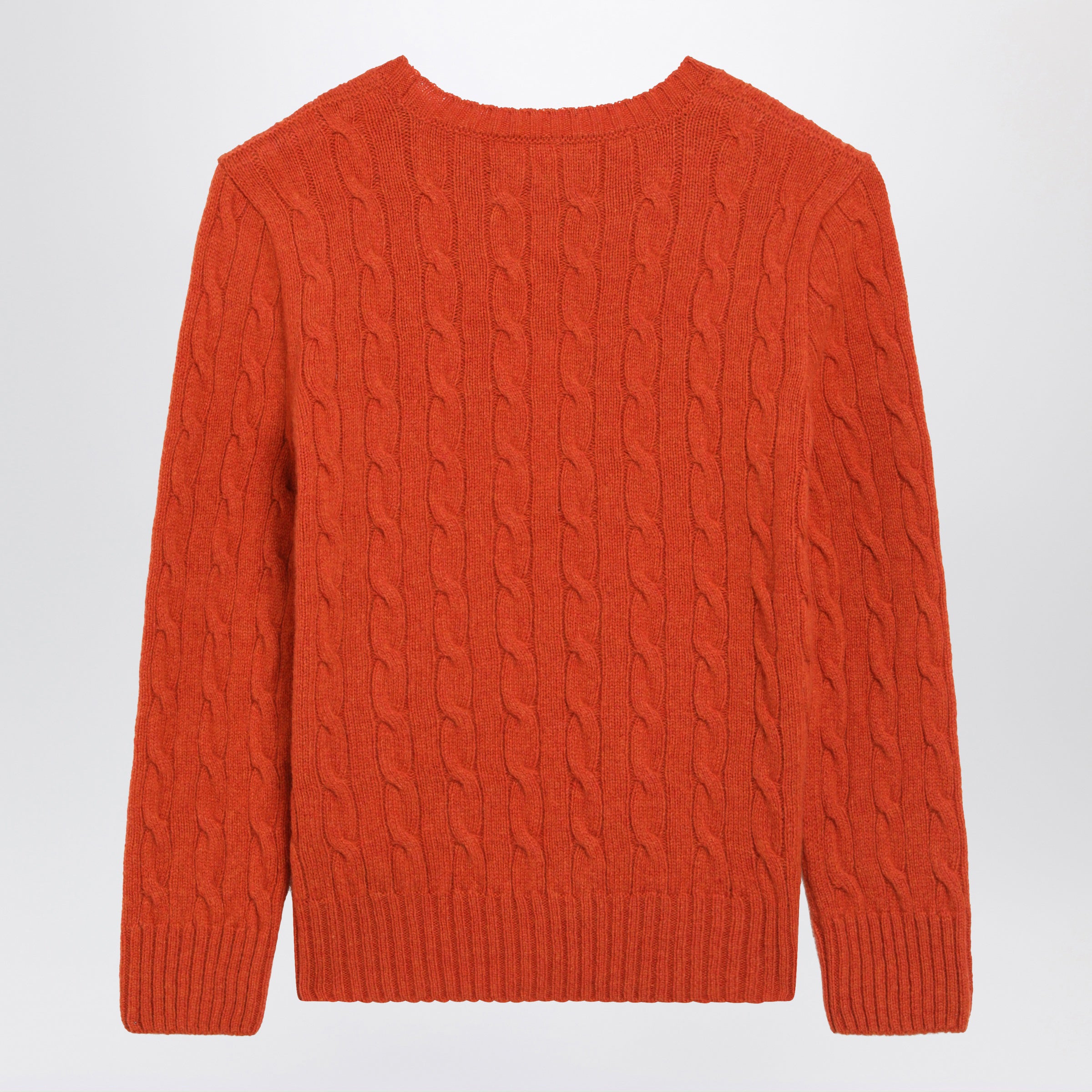 Polo Ralph Lauren Orange Cable-Knit Wool and Cashmere Sweater