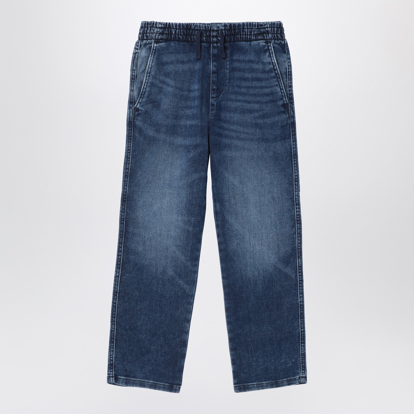 Blau ausgewaschene Denim-Jeans