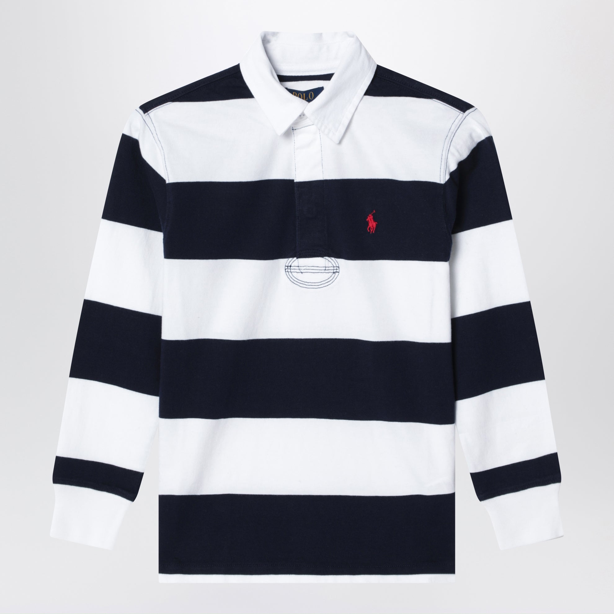 Polo a righe bianca/blu navy