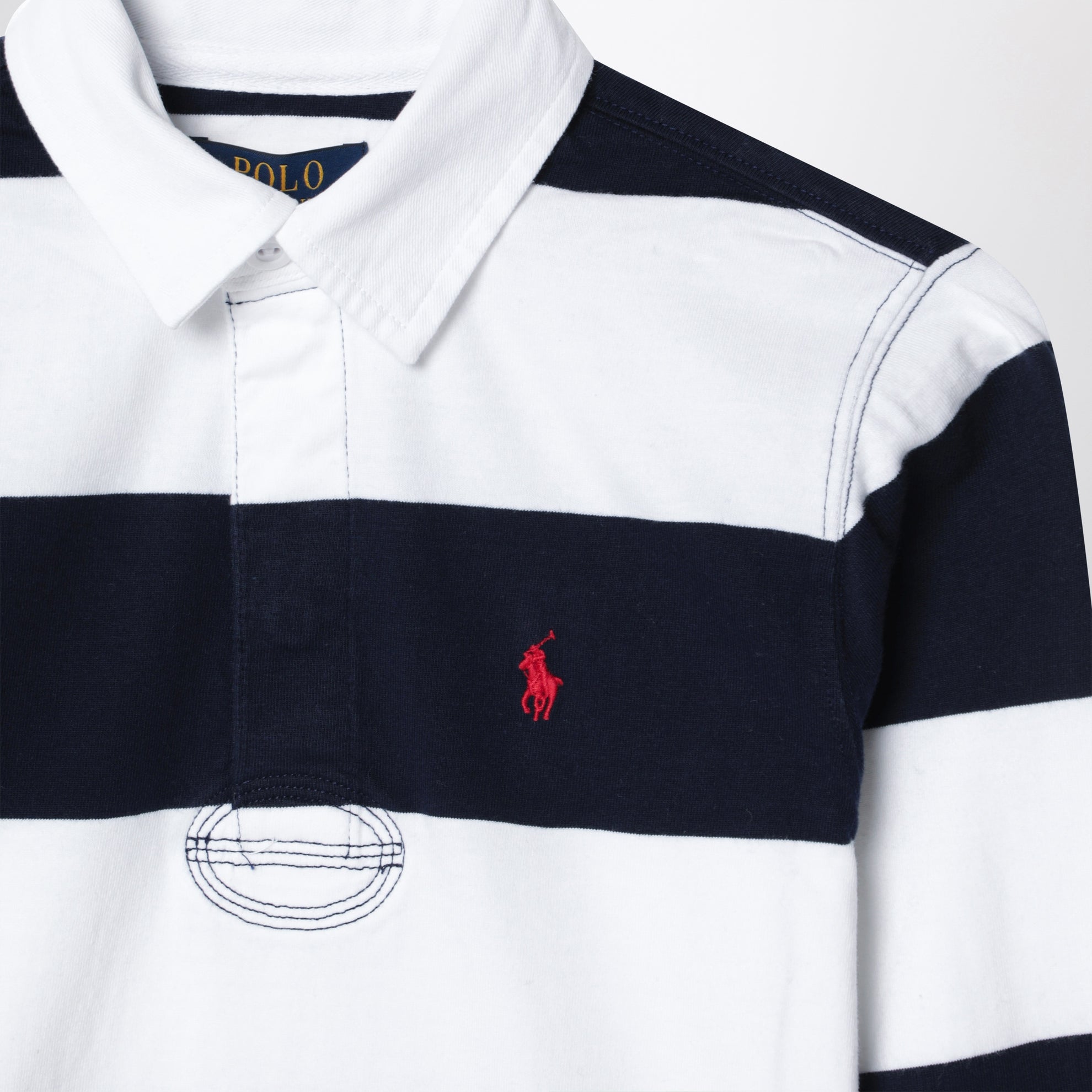 Polo a righe bianca/blu navy